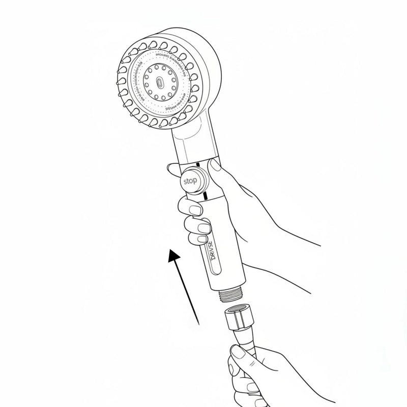 2. Easily screw on your new shower head until hand-tight.